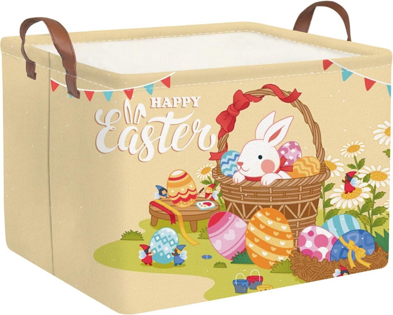 FXOCSHE FXOLCSHE Rectangular Easter basket,Easter gift basket,Nursery Hamper,Collapsible waterproof baby toy storage box for Kids,Toy Organizer,Easter Home Decor,Gift Baskets(Flower basket Easter) - Image 1